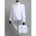 thumbnail image 4 of iiniim Men's Tailcoat Slim Fit 4 Pieces Suit Groom Tuxedo Wedding Blazer Tux Pants Party Dinner Suits White XS, 4 of 7
