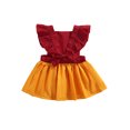 thumbnail image 3 of Wassery Toddler Baby Girls Easter Dress Contrast Color Ruffle Sleeve Square Neck Bowknot Tulle Sweet Birthday Party Princess Dresses 12M-3T, 3 of 9