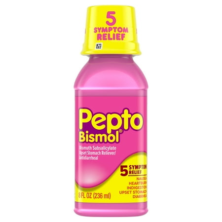 Pepto Bismol Liquid for Nausea, Heartburn, Indigestion, Upset Stomach, and Diarrhea Relief, Original Flavor 8 oz
