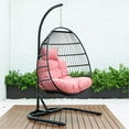 thumbnail image 2 of LeisureMod Wicker Folding Hanging Egg Swing Chair Pink, 2 of 12