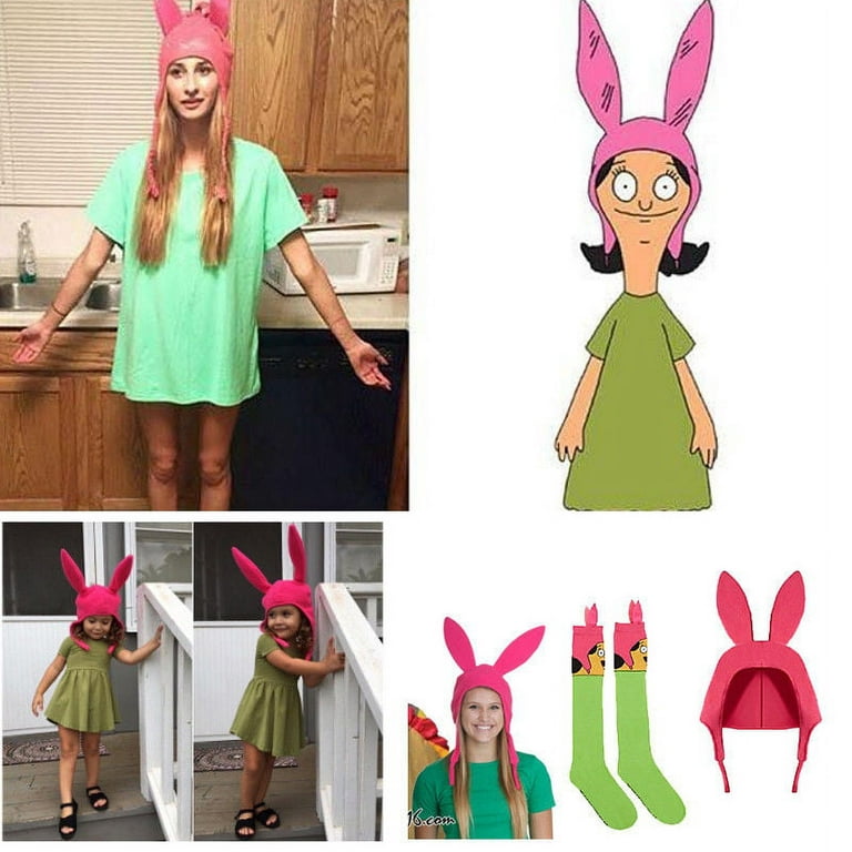 Family Matching Hat Louise Bunny Ears Cosplay Beanie Pink Hat Mom Girl Kid  Funny 
