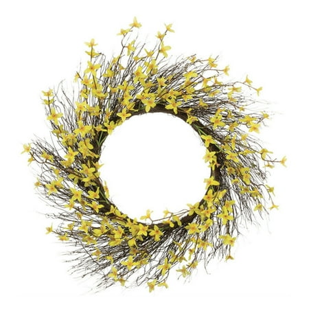Light Yellow Forsythia Wreath - Sullivans Artificial Forsythia Wreath