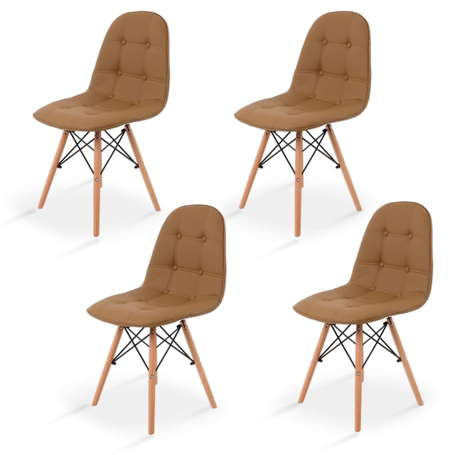 Sillas Modernas Eames con Botones Diseño Elegante y Vanguardista Sillas de Comedor, Oficina, Sala de Estar Estilo Minimalista Set de 4 Sillas Cafes