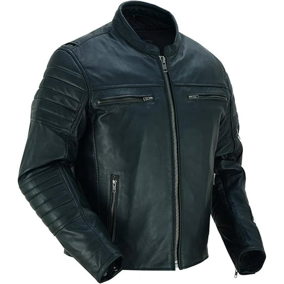 Daniel Smart Men’s Motorcycle Leather Jacket - Soft Lambskin Lightweight Sporty Leather Jacket