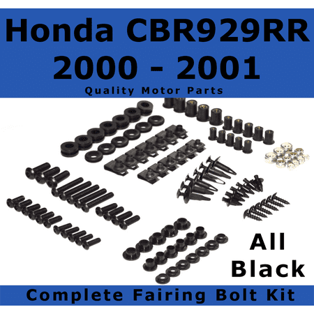 Complete Fairing Kit - Complete Black Fairing Bolt Kit for Honda CBR929RR 2000 - 2001 body screws fasteners