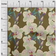 thumbnail image 1 of oneOone Polyester Lycra Fabric Leaves & Orchids Floral Decor Fabric Printed BTY 56 Inches Wide, 1 of 1