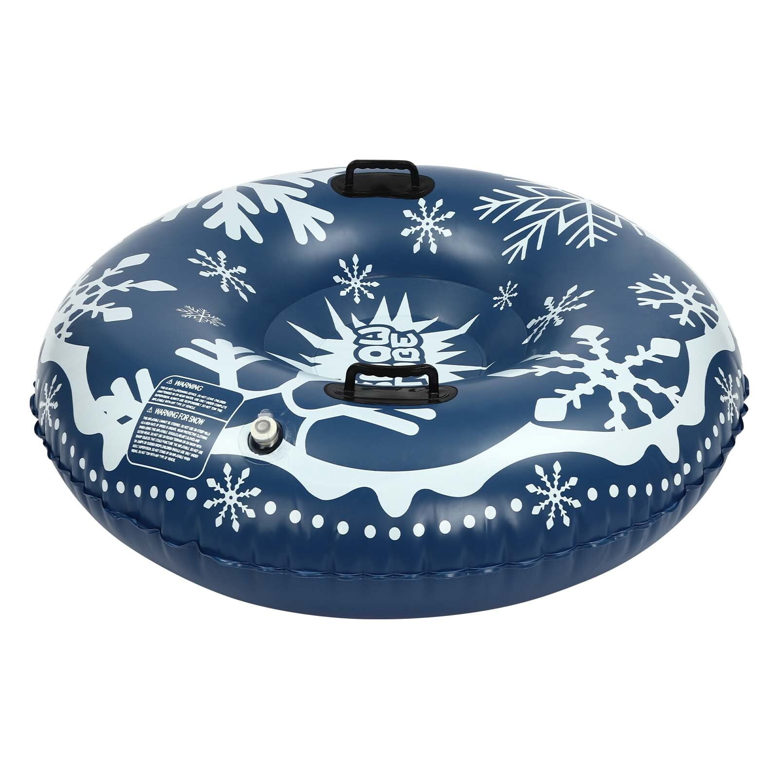ToppiJoy 3Pcs 48 Inch PVC Snow Sleds, Inflatable Snow Sled, Thickened Heavy-Duty Hard Bottom Sleds with Non-Slip Handles, Outdoor Sledding Snow Tube Sports, Winter Sports, for Kids and Adult