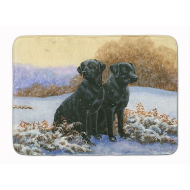 Black Labradors in the Snow Machine Washable Memory Foam Mat