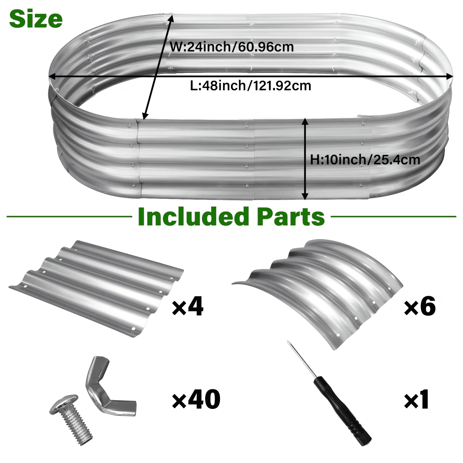HGD Raised Garden Bed Kit Oval Galvanized Metal 2 Pack 4x2x1 ft