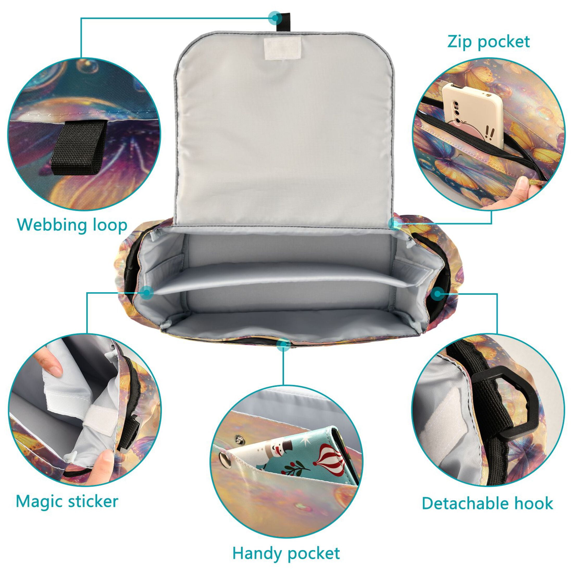 DIXRUYEE Stroller Organizer Butterfly Serenade Printed