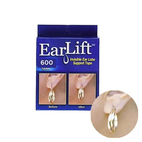 Earlift Earring Support Patches Invisible Medical Grade Support Tape Stretched Sagging Ear Holes - 10 Pack (600 Patches)