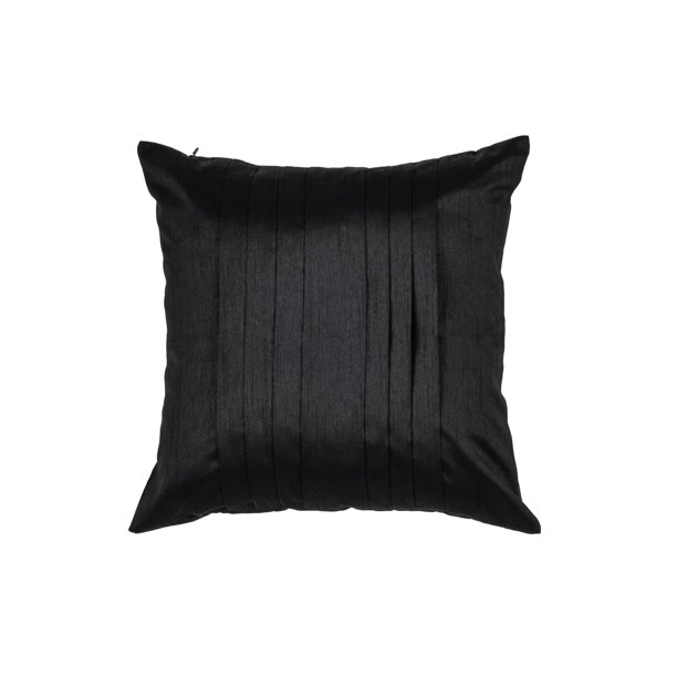 Pack of 2 Pleated Faux Silk Decorative Pillow Covers (26x26, Black