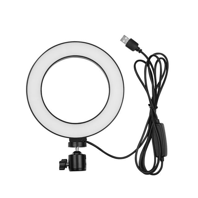Anillo de luz Lámpara de luz para cámara con regulación de intensidad de luz de mini cámara 3200K-5500K de 6 pulgadas, 3 modos de luz y 10 niveles de brillo para videos de YouTube Video en vivo Transm Tomshoo Anillo de luz