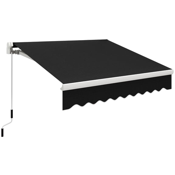 Outsunny 8' x 6.6' Patio Retractable Awning, Manual Exterior Sun Shade Deck Window Cover, Black