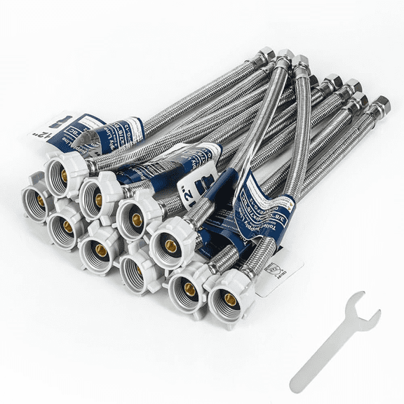 Krydros 12 inches Braided Stainless Steel Toilet Water Supply Lines, 10-Pack
