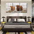 thumbnail image 2 of FCCUYE 3 Panel Canvas Wall Art Brown Scottish Highland Cattle Herd Wall Painting Canvas Artwork Wall Decor Posters and Prints Modern Canvas Art Stretched and Framed Ready to Hang, 60" Wx28 H, 2 of 6