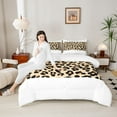 thumbnail image 4 of jejeloiu Chic Leopard Print Full Size Comforter Sets,Jungle Wildlife Bedding Comforter Set,Brown Cheetah Texture Bedding Sets For Girls Kids,Ultra Soft Home Decor Reversible,3pcs, 4 of 8