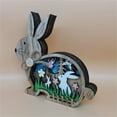 thumbnail image 4 of Rabbit Ornament Hollow-out Rustic Wooden Easter Retro Animal Sculpture Desktop Decoration, 4 of 8