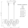 thumbnail image 5 of 5-Light Dining Room Light Fixtures Over Table, Industrial Kitchen Island Lighting, Adjustable Height Hanging Rectangular Chandelier, Modern Pool Table Lights, Black/Gold Finish, 5 of 6