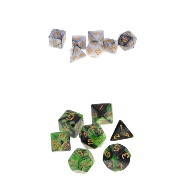 14x Dados Set-D20 D12 D10 D8 D6 D4 para DND RPG, Mazmorras Y Dragones, Acrílico