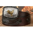 thumbnail image 3 of Gold Tone Roosters Chickens Western Rodeo Silver Black Belt Buckle, 3 of 5