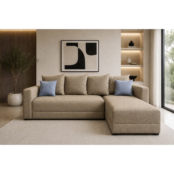 Sala esquinera EL BAZAR STORE modelo Samso lino Beige 240x180 cm