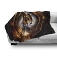 thumbnail image 3 of Tiger Soft Flannel Fleece Throw Blanket, Mayan Calender Design with Big Hunter Head Wise Feline Old Cultures, Cozy Plush for Indoor and Outdoor Use, 70" x 90", Dark Orange Black, by Ambesonne, 3 of 6