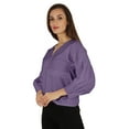 thumbnail image 3 of Bimba Chemise à Manches Ballon Boutonnée Été Coupe Ample Blouse Plissée pour Femmes, 3 of 7