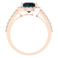 thumbnail image 4 of 1.86 ctw with Simulated Diamond Halo Accents Anniversary Ring for Women | Round Cut Natural London Blue Topaz | Hyperallergenic Solid 18K Rose Gold, 4 of 5