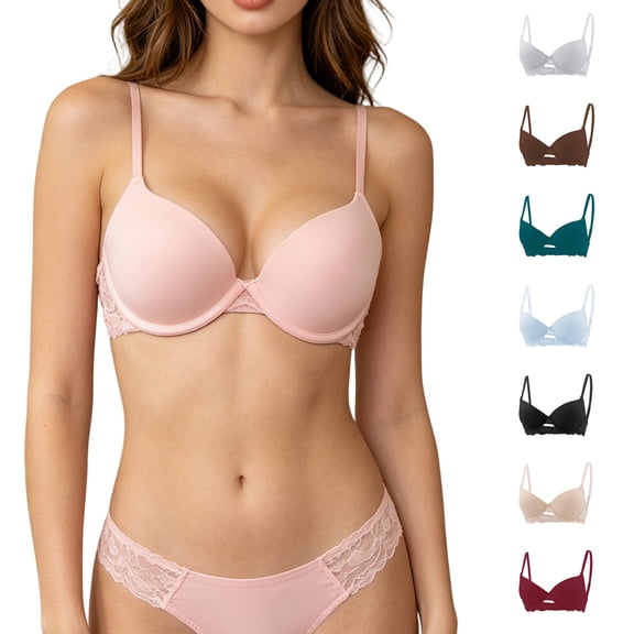 Inglocry Womens Push-up Bra with Custom Lift, One Underwire Bras for Women, Convertible Red 75B