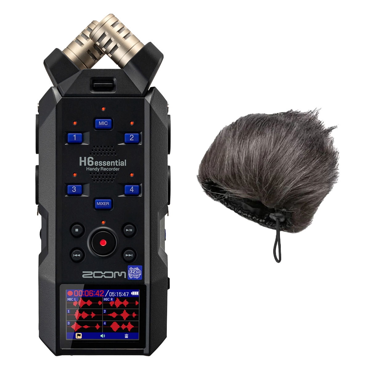Zoom H6essential 6-Track 32-Bit Float Handy Recorder, Bundle with WSH-4E Hairy Windscreen