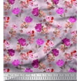 thumbnail image 1 of Soimoi Purple Cotton Poplin Fabric Leaves & Floral Printed Fabric 1 Yard 56 Inch Wide, 1 of 3