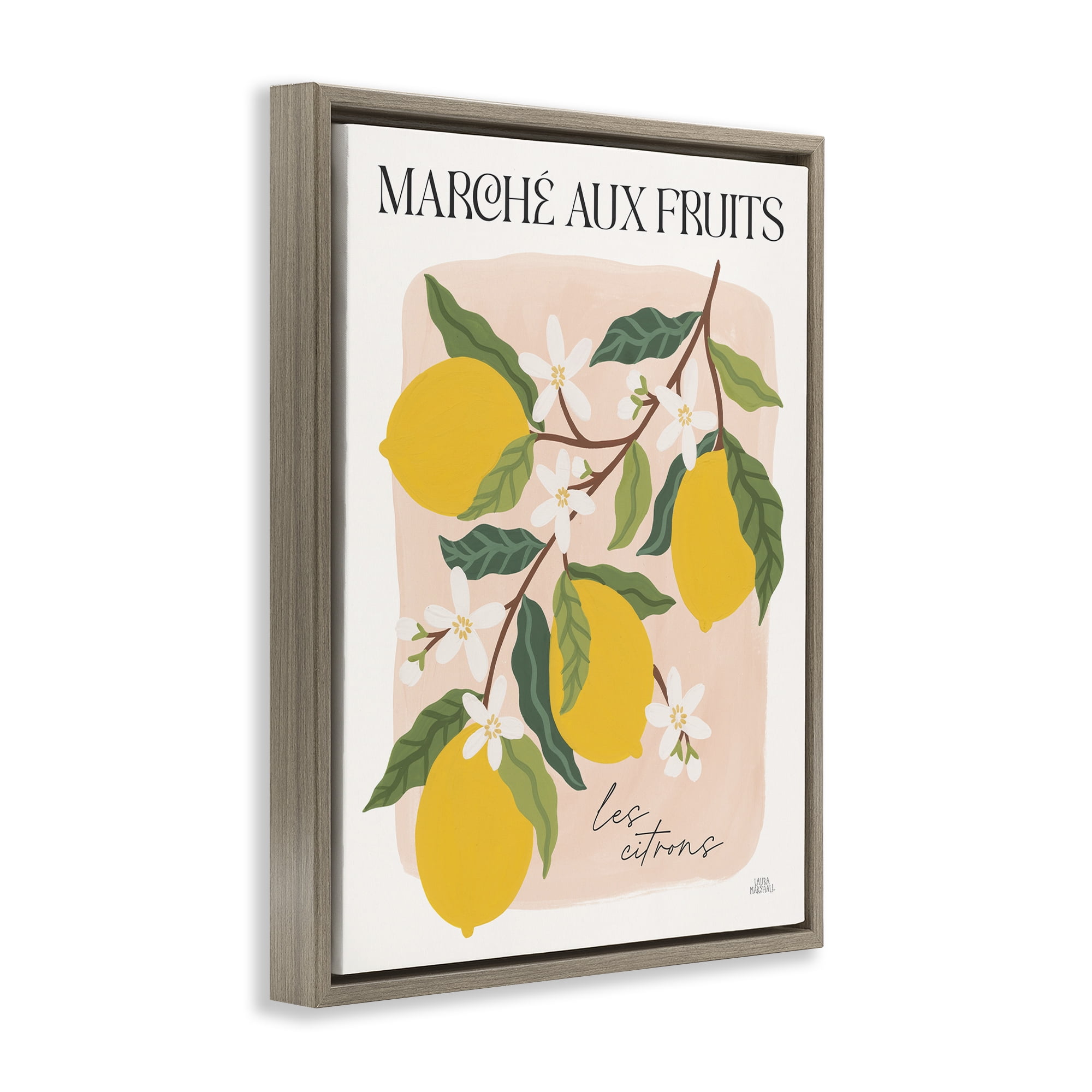 Stupell Industries Marche Aux Lemons Food & Beverage Painting Brown Floater Framed Art Print Wall Art, 25 x 31