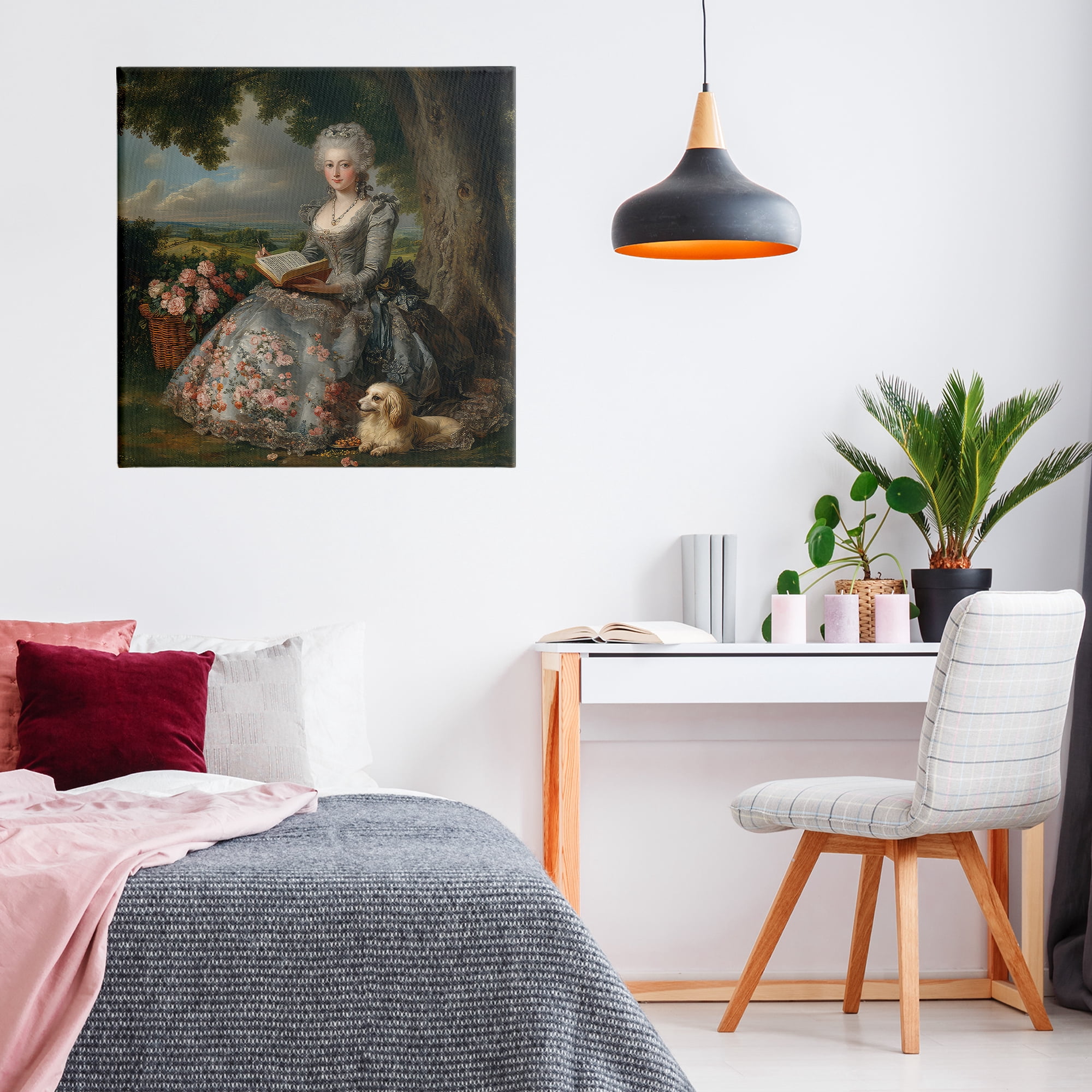 Stupell Industries Reading Rococo Lady with Dog Canvas Wall Art, design by The Wands Want
