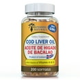 thumbnail image 3 of Sunshine Naturals Cod Liver Oil Dietary Supplement, 200 Softgels, 3 of 5