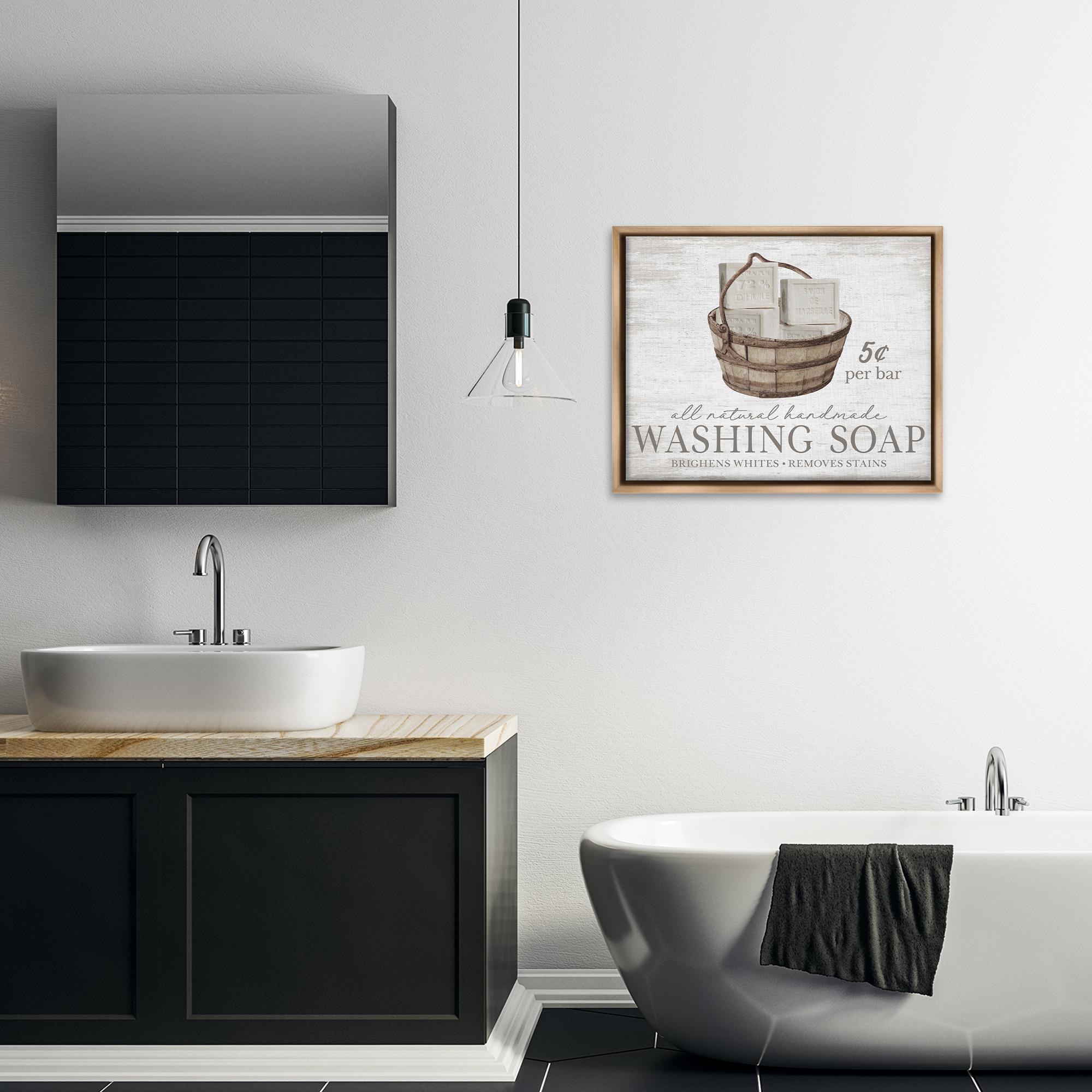 Stupell Industries Vintage Laundry Soap Typography Painting Brown Floater Framed Art Print Wall Art, 31 x 25