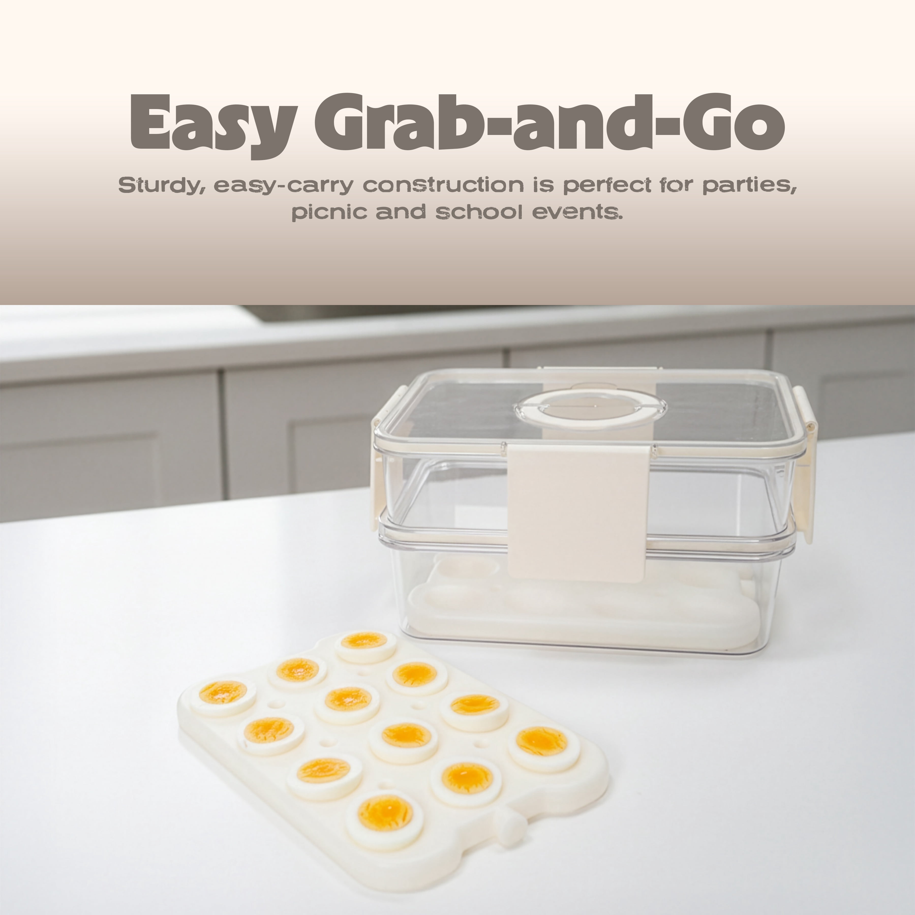 Cook with Color 2-Level Egg Carrier with Ice Packs for Chilled Storage, Holds up to 24 Eggs, Portable Food Storage Container with Locking Lid and Carry Handles, BPA-Free, Reusable, Dishwasher Safe