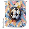 thumbnail image 2 of Sports Football, Minimalist Painted Art Waterproof Fabric Shower Curtain, Waterproof Fabric Shower Curtain for Bathroom Curtains Bathtubs Hotel Washable Shower Curtains with 12 Hooks Standard 60x72, 2 of 8