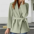 thumbnail image 2 of Yigetop Business Casual Outfits for Women, Turn Down Collar Tie Up Women Elegant Lady Long Sleeve with Belt Fitted Blazers for Women Green XL, 2 of 6