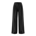 thumbnail image 6 of Linen Pants for Women Ihhxva Relaxed Fit Elastic Waist Solid Color Fashion Adjustable with Pockets Beach Work Outdoor Trousers S-2XL, 6 of 9
