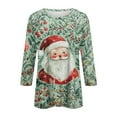 thumbnail image 4 of Xmas Tops for Women - Crewneck 3/4 Sleeve Christmas Santa Women Tops 00J Green, 4 of 5