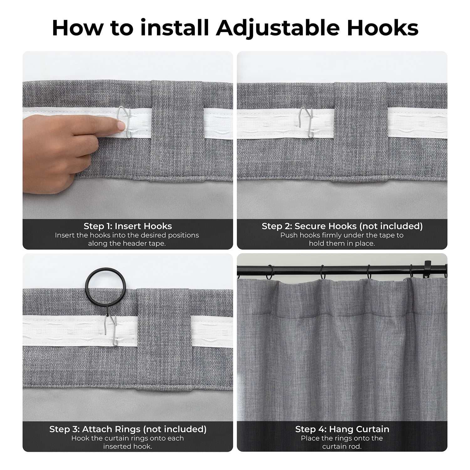 HPD Half Price Drapes Blazer Grey Extra Wide Faux Linen Room Darkening Curtains for Bedroom & Living Room Curtains (1 Panel), Window Curtains 120 inches long, extra wide curtains, 100W X 120L