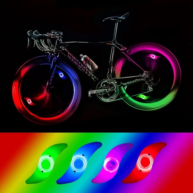 4 x LED Bike Wheel Light, Waterproof LED Bike Wheel Light with 3 Flashing Modes LED Bike Wheel Lamp for Adult and Child Bike - Color