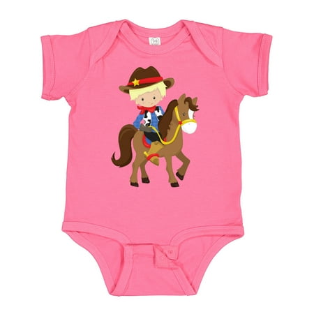 

Inktastic Cowboy Sheriff Horse Western Blond Hair Gift Baby Boy Bodysuit