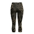 thumbnail image 4 of SCRAWLGOD Polynesia Floral Brown Black Capri Leggings for Women - Breathable Tummy Control Yoga Leggings with 2 Pocket Lightweight High Waisted Yoga Pants Cycling Tights, XL, 4 of 6