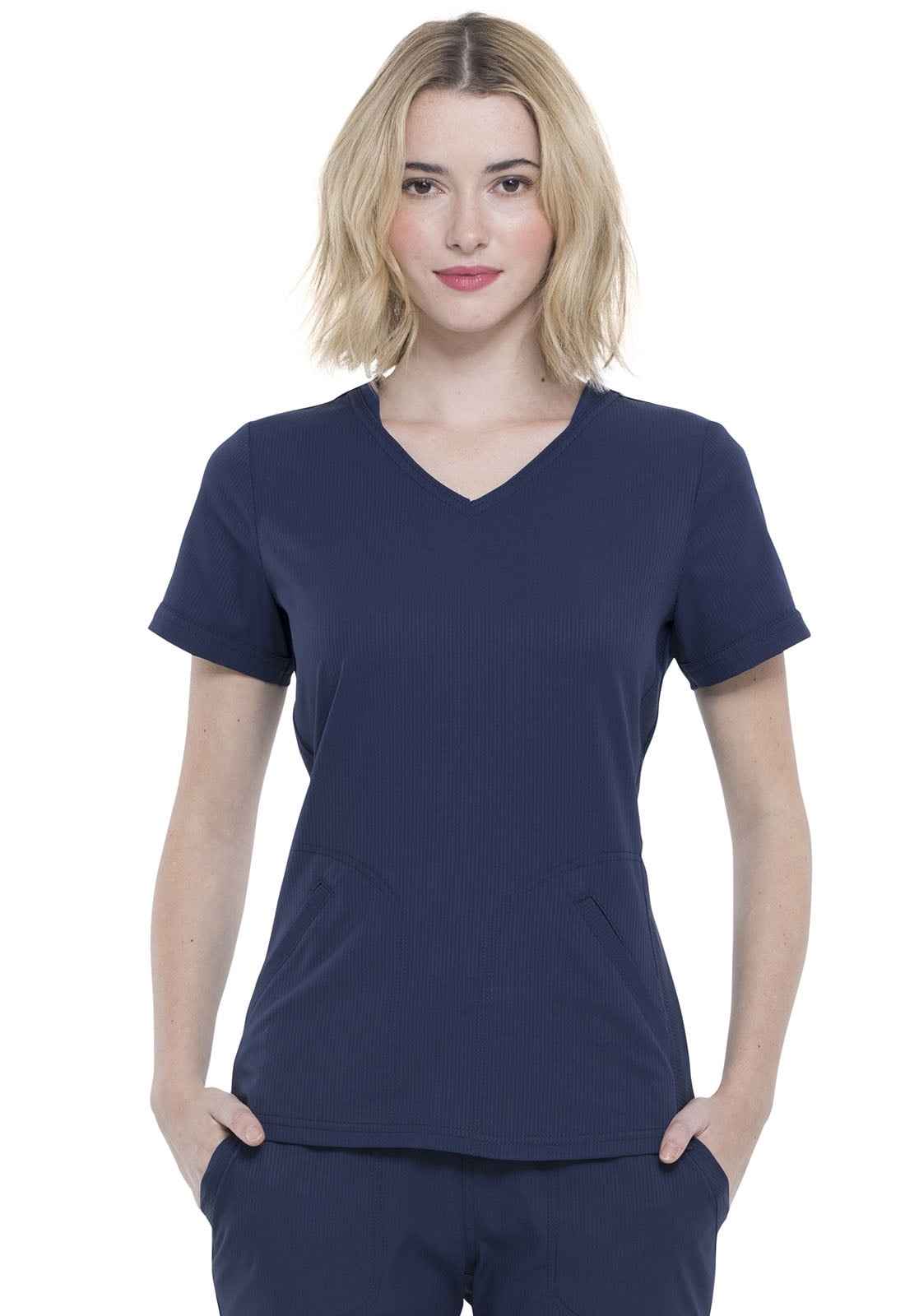 Elle Elle Scrubs Top for Women VNeck EL604, M, Navy