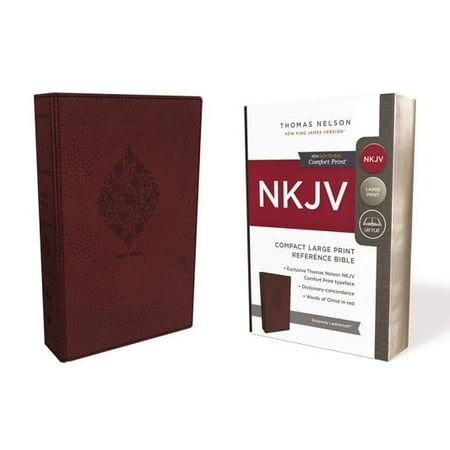 - NKJV, Reference Bible, Compact Large Print, Imitation Leather, Burgundy, Red Letter Edition, Comfort Print