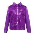 thumbnail image 1 of MSemis Chemises à Sequins pour Enfants Garçons Filles Costume de Danse de Rue Jazz Latin Violet 110, 1 of 4