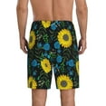 thumbnail image 3 of Kdxio Sunflowers And Blue Flower Print Mens Sleep Shorts Bottoms Soft Comfy Pajama Wear Pants with Drawstring Pockets, 3 of 7