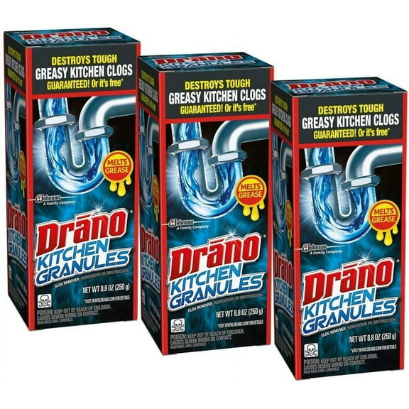 Drano Kitchen granules clog remover, 8.8 Ounce Pack of 3